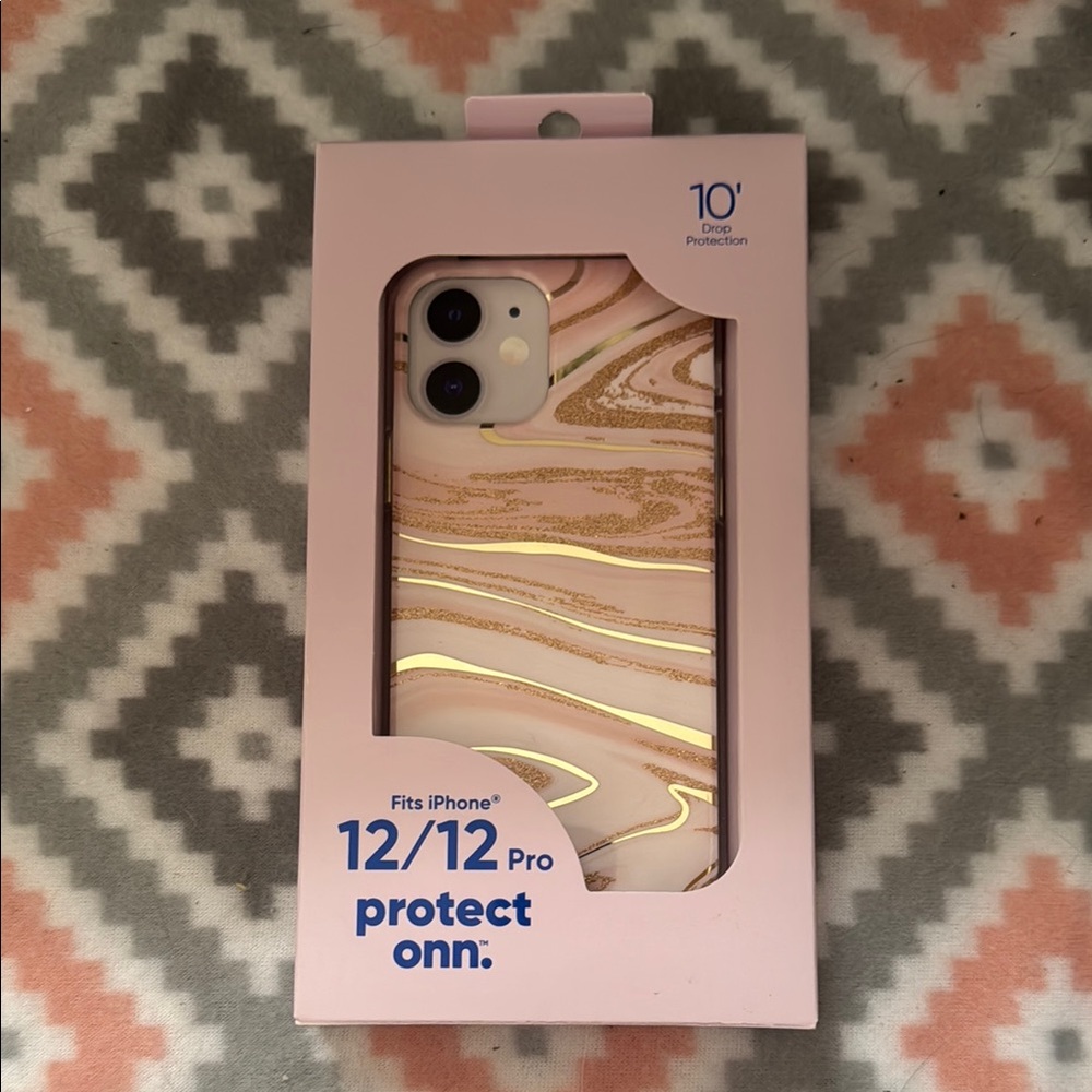 On Running Gold and Pink iPhone 12/12 Pro Case with Modern Design